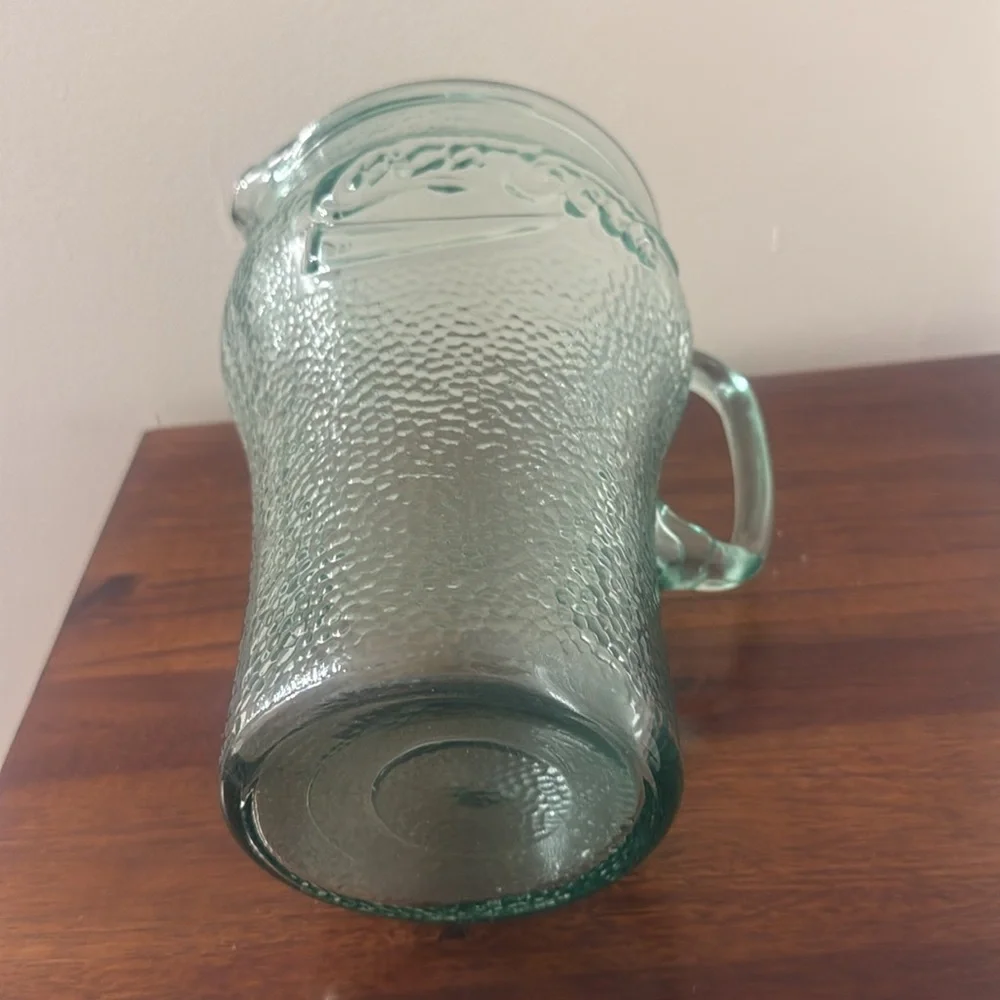Vintage Coca Cola Coke Green Pebble Glass Pitcher Embossed 64 Oz Holds 2 Liters - Picture 8 of 10